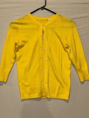 Yellow Button-Front Cardigan Sweater